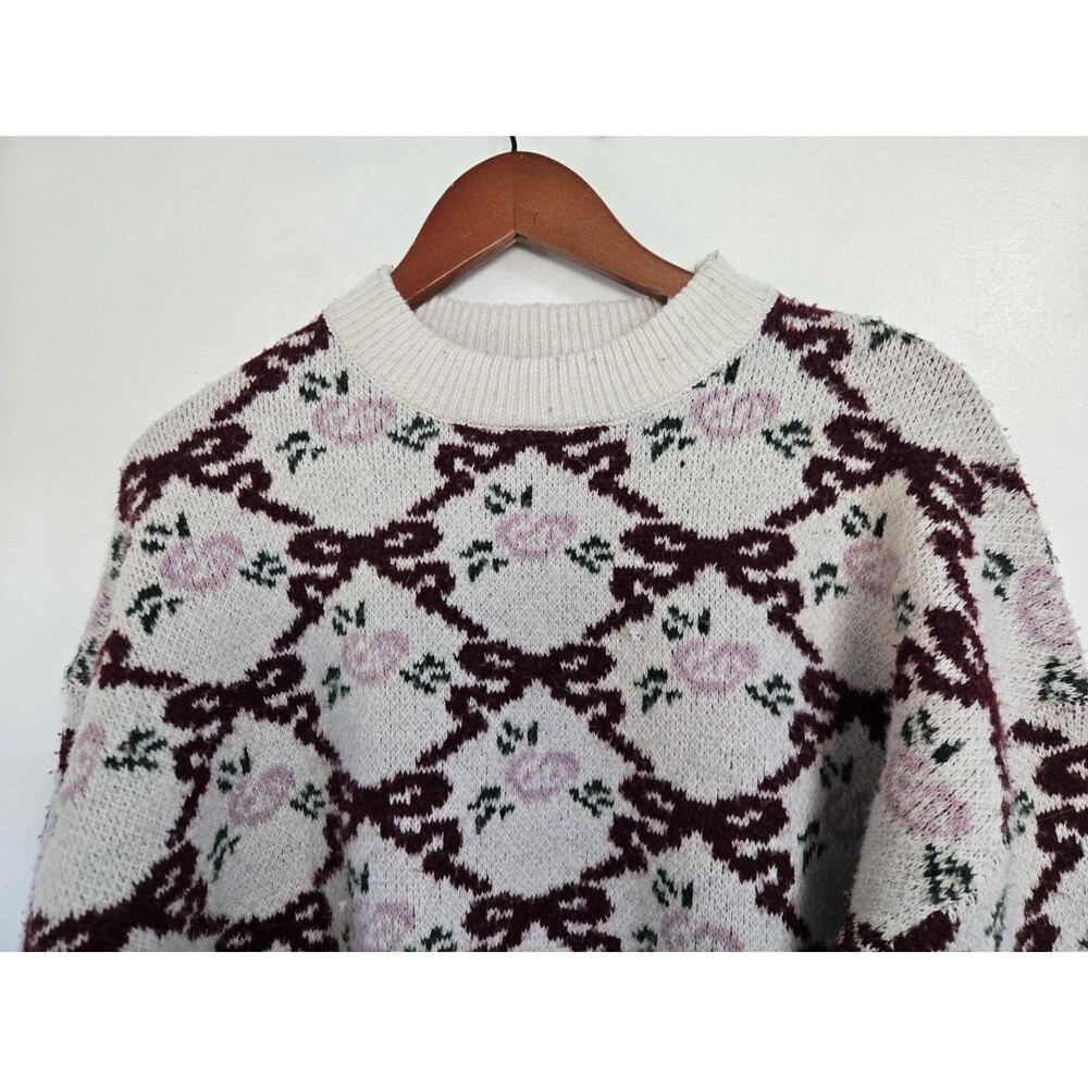 Sincerly Jules Sweater Womens S Floral Roses Boho Cottagecore Granola Romantic - Picture 2 of 8